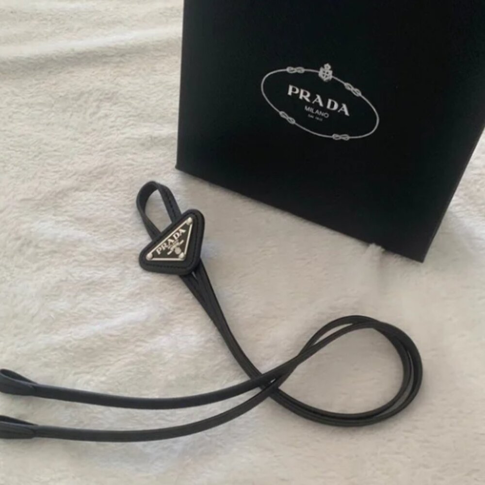 Prada Black Triangle Logo Lanyard